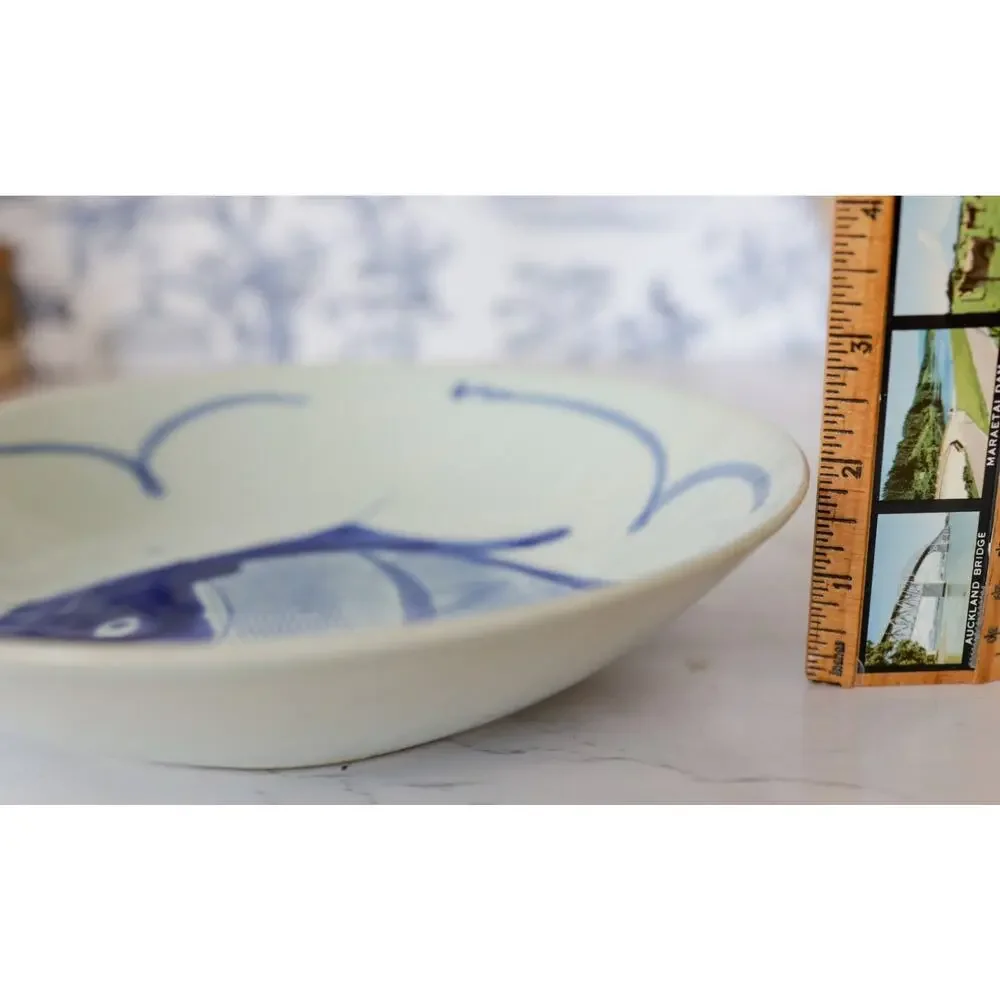 Vintage Blue Koi Fish Bowl 9